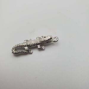 Silver toned crocodile necklace charm pendant outdoor‎ life adventure
